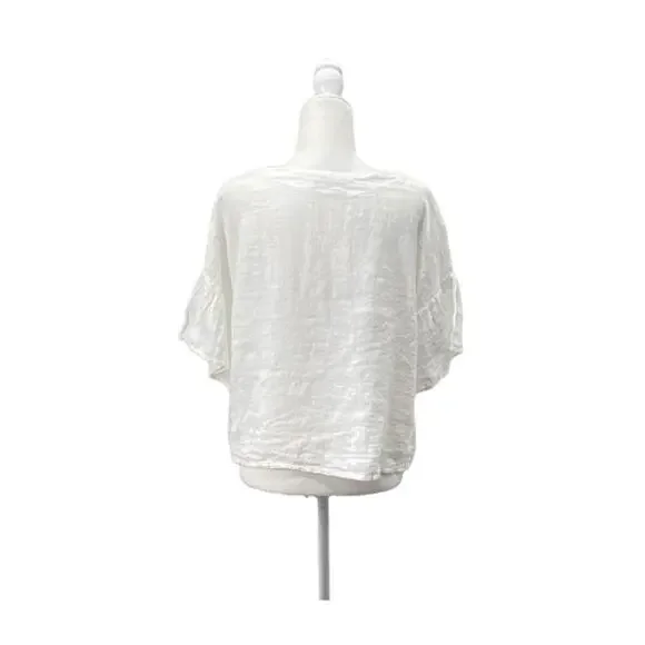 Women Viola Borghi Linen Blouse Medium White Made in Italy - Picture 3 of 12
